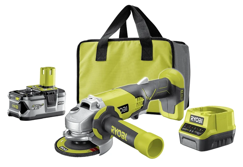 RYOBI 18 V ONE+ Cordless Angle Grinder, Disc Diameter 115 mm, Includes 2.0 Ah Battery and Charger R18AG-140S