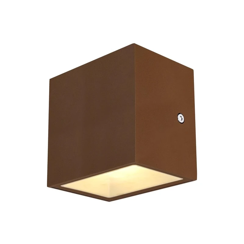 SLV Wall-Mounted Light SITRA Cube WL/Lighting for Walls, Paths, entrances, LED spot Outdoor, Surface-Mounted Light Outdoor, Garden lamp / IP44 3000K 10W 1120 560lm rost 105 Degrees