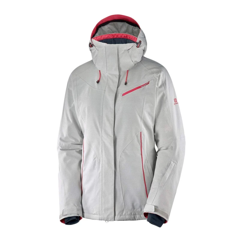 Salomon Women'S Ski Jacket with Hood, Fantasy JKT W, Synthetic Blend, Light Grey (Lunar Rock), Size M, LC1214000