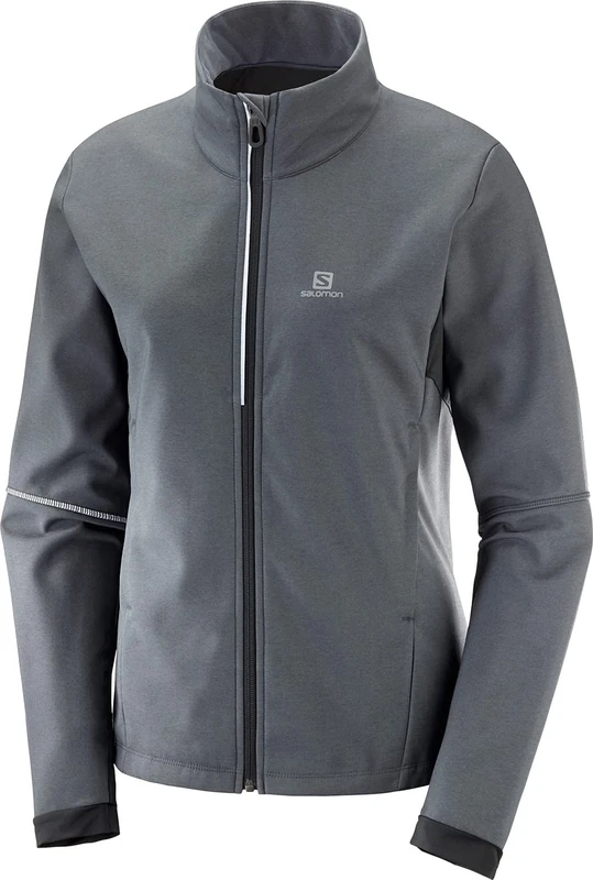 Salomon Women'S Softshell Jacket, Agile Softshell JKT W, Synthetic Blend, Grey (Ebony), Size XL, LC1157400