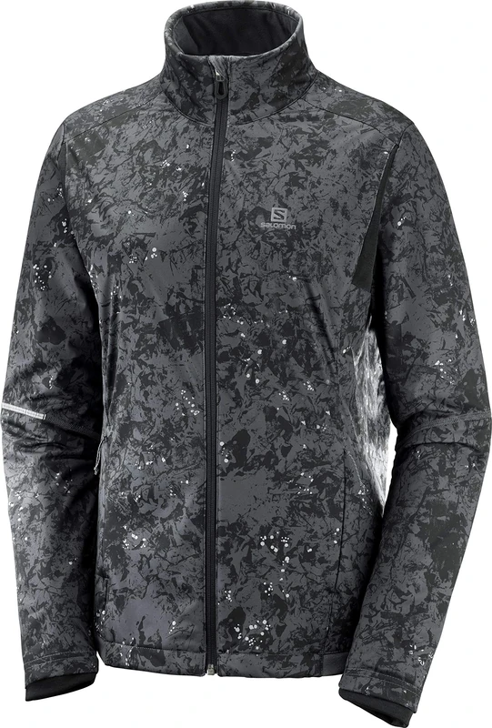 Salomon Women'S Sports Jacket, Agile Warm JKT W, Polyester, Grey (Ebony), Size L, LC1157100