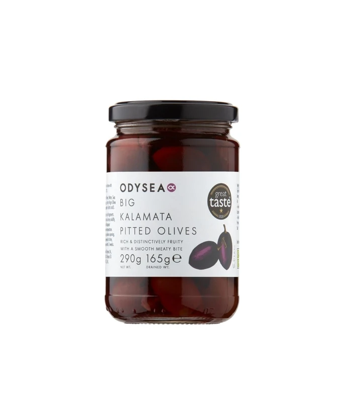 Odysea Big Kalamata Pitted Olives, Glass Jar, 290 g