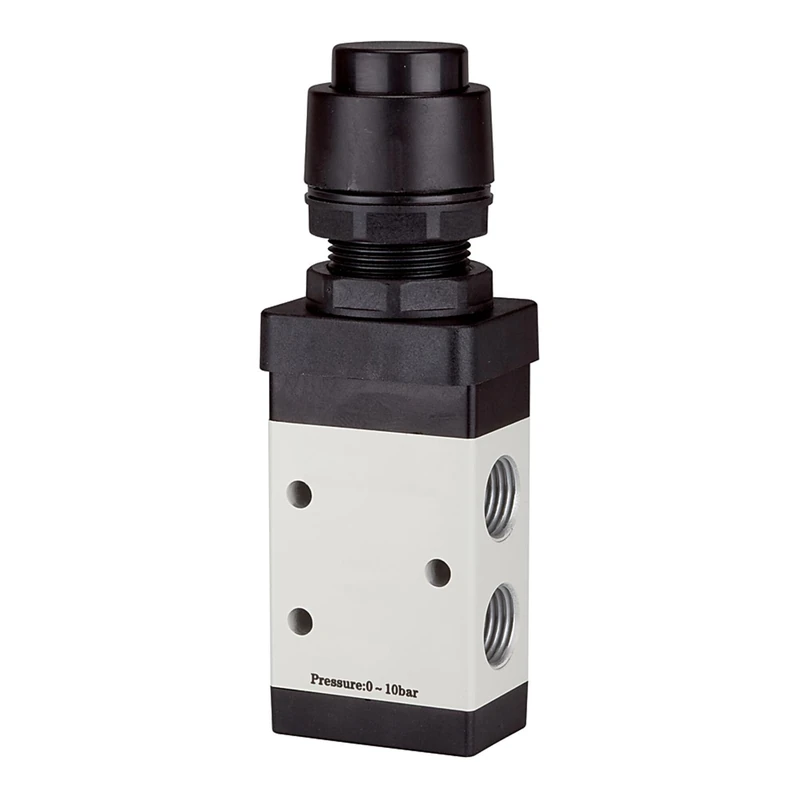 RIEGLER 115997-515.4003 3/2-Way Valve, Manual M3, Push Button, NC, Monost, G1/4, Black, Pack of 1
