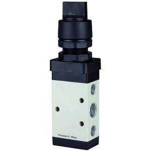 RIEGLER M5 116024-515.6100 5/2-Way Valve, Manual M5, Rotary Lever K, Monost, G 1/8, Black, Pack of 1