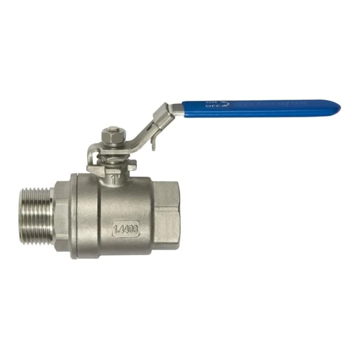 RIEGLER 135906-3395.25 Stainless Steel Ball Valve, 2 Pieces, Internal/External Thread, G 1, DN 25, Pack of 1