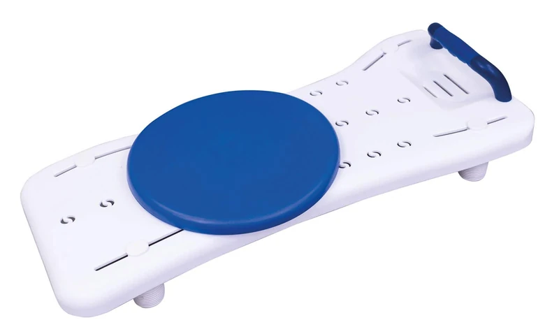 Aidapt White Width Adjustable Easy Clean Bath and Transfer Board with Grab Handle and Transfer Turntable to Fit Baths Between 463 and 680mm Bathroom Aid