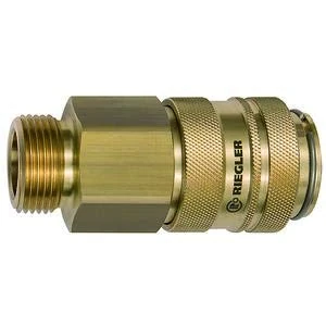RIEGLER 141563-419.16 Quick Release Coupling NW 19, Blank Brass, G 1 1/4 AG, Pack of 1 - Image 1