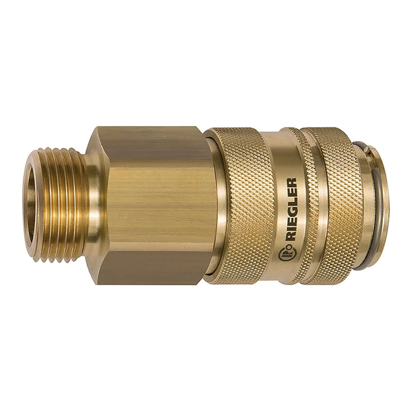 RIEGLER 141561-419.14 Quick Release Coupling NW 19, Blank Brass, G 3/4 AG, Pack of 1