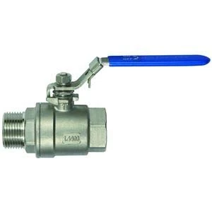 RIEGLER 135909-3395.28 Stainless Steel Ball Valve, 2 Pieces, Internal/External Thread, G 2, DN 50, Pack of 1