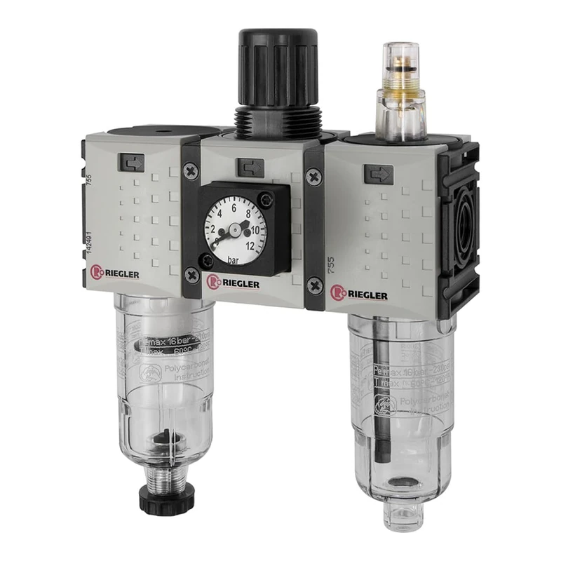RIEGLER Futura Mini 142490-FUM 621-4-KM WE 3-Piece Set of 3 PC-Beh, Kompaktmano, G 1/4, 0.1-4, HA