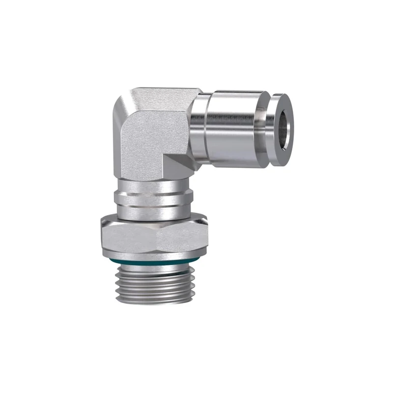 L-plug fitting, rotating, G 1/8 a, for hose outer diameter 4 mm, working pressure max. 20 bar, stainless steel 1.4404