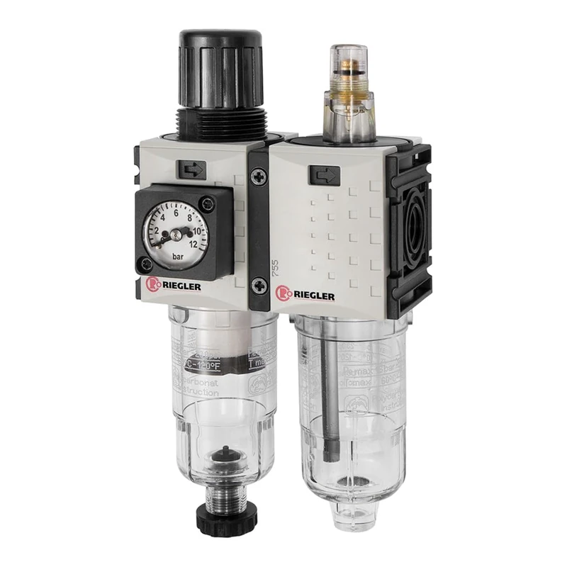 RIEGLER Futura Mini 142467-FUM 601-8-KM WE 2-Piece Set of 2 PC-Beh, Kompaktmano, G 1/4, 0.5-8, HA