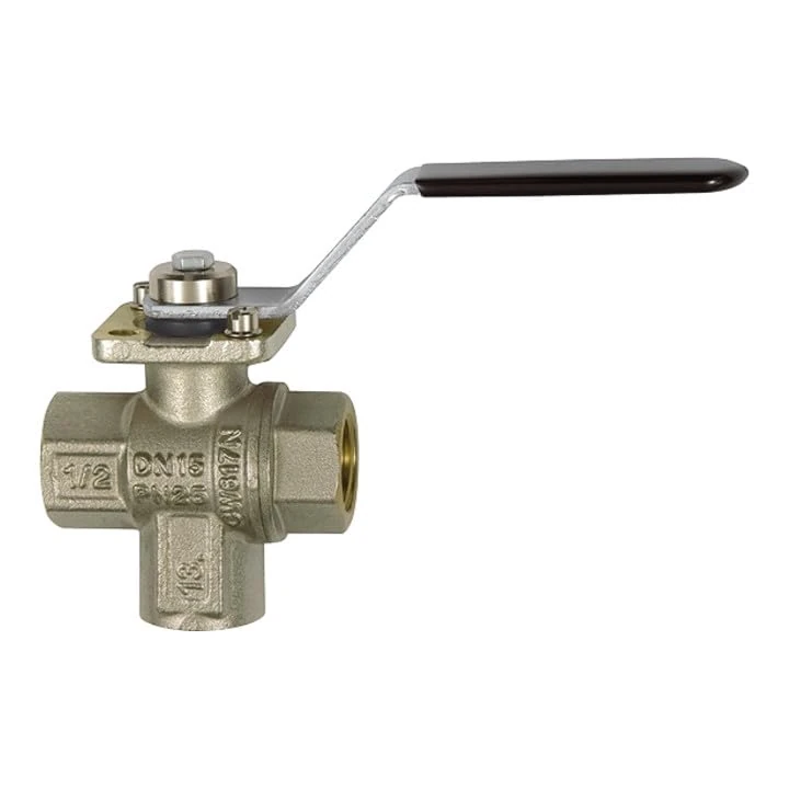 RIEGLER 136340-1086 G 3-Way Ball Valve, MS Vern, Connection Bottom, T-Bore, Rp 1 1/2, Pack of 1