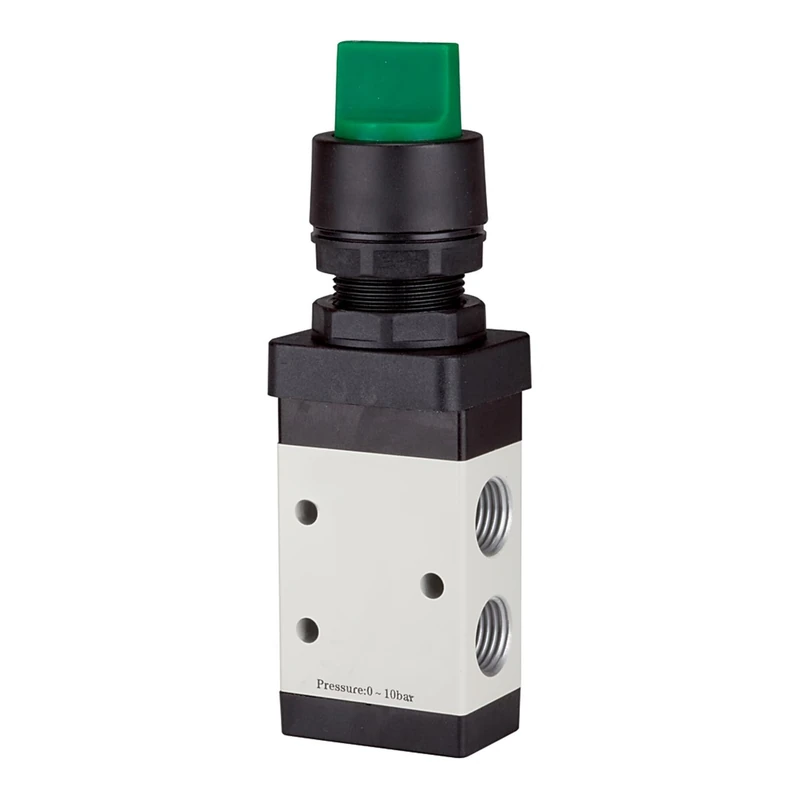 RIEGLER 116023-515.6005 3/2-Way Valve Manual M3 Rotary Lever K NC Mono G1/4 Green Pack of 1