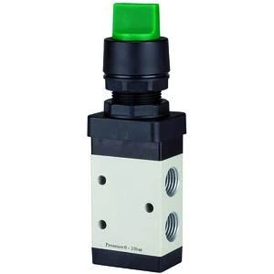 RIEGLER 116020-515.6002 3/2-Way Valve Manual M3 Rotary Lever K NC Mono G1/8 Green Pack of 1