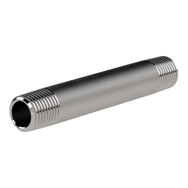 Double pipe nipple, R 2, length 200 mm, working pressure max. 40 bar, stainless steel 1.4571