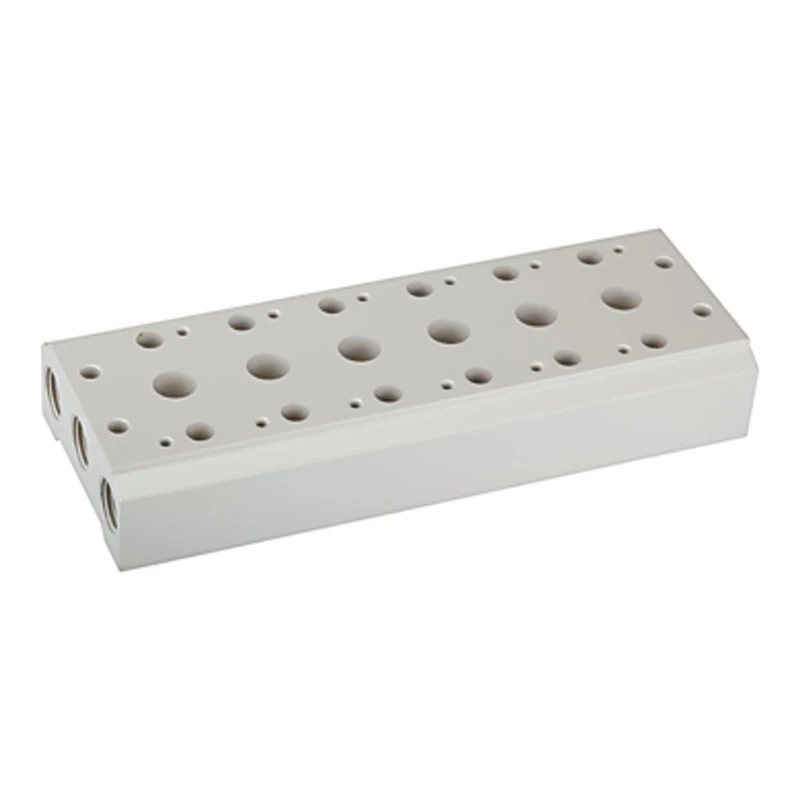 RIEGLER 116269-5520.08-18 Multi-base plate for 5/2-5/3-way valves, 8 Pos, M5, G 1/8, 1 piece