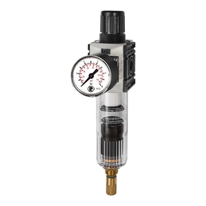 RIEGLER 142413-FUM 821-10 Filter Regulator "Futura-mini", PC-Beh, Std.mano, VA, G 1/4, 0.5-10, Pack of 1