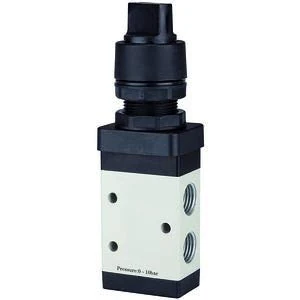 RIEGLER 116018-515.6000 3/2-Way Valve Manual M3 Rotary Lever K NC Mono G1/8 Black Pack of 1