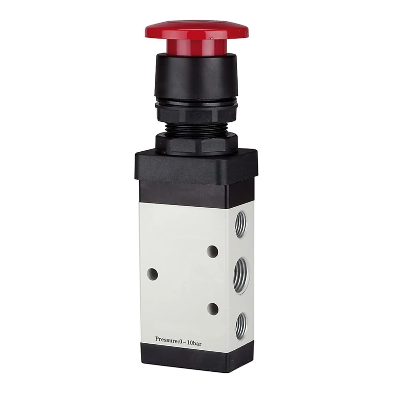 RIEGLER M5 116013-515.5101 5/2-Way Valve Manual Mushroom Button Monostable G 1/8 Red Pack of 1