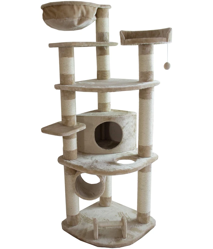 Dehner Edda Cat Scratching Post Approx. 180 x 60 x 60 cm Sisal/Plush Beige