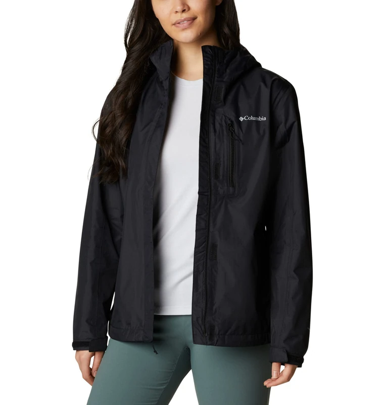 Columbia Women's Pouring Adventure Jacket, Waterproof Rain Jacket, Black, size M