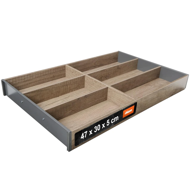 Blum AMBIA-LINE cutlery tray | premium drawer organiser for modern kitchens & cabinets | protects, sorts & organises cutlery clearly | with anti-slip feet | 47 × 30 × 5 cm | Nebraska Oak