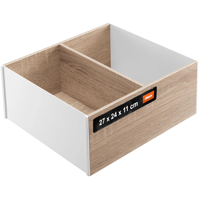 Blum AMBIA-LINE drawer organiser in premium wood decor | ideal for kitchen, bathroom & wardrobe | modularly usable and secure hold thanks to anti-slip feet | 27×24×11 cm | Bardolino Oak