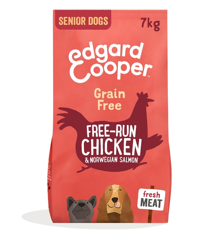 Edgard Cooper Senior Grain Free Dry Dog Food Chicken Salmon 7kg, Natural Kibble for Senior Dogs, Fresh Meat, High Protein, Gluten-Free, Non-GMO