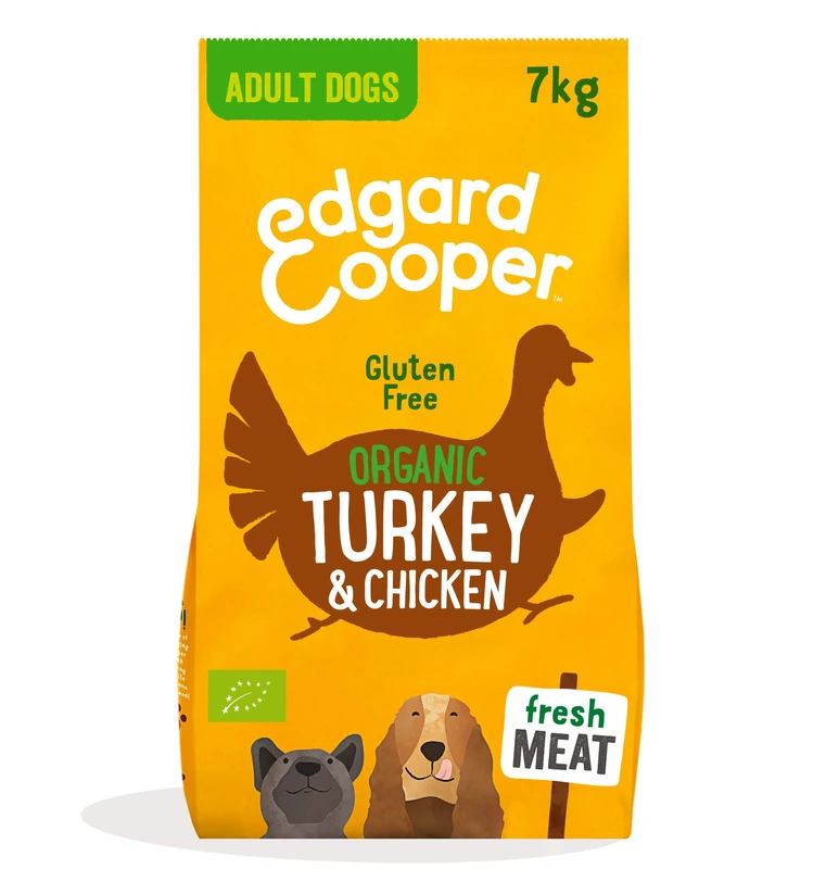 Edgard Cooper Organic Dry Dog Food - (Organic Turkey & Chicken, 7kg), Grain & Gluten Free, fresh meat, full of essential amino acids for healthy insides