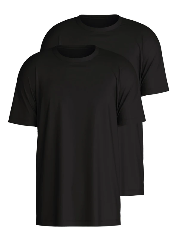Calida Men's Natural Benefit T-Shirt (Pack of 2), Black (Schwarz 992), X-Large - Image 1