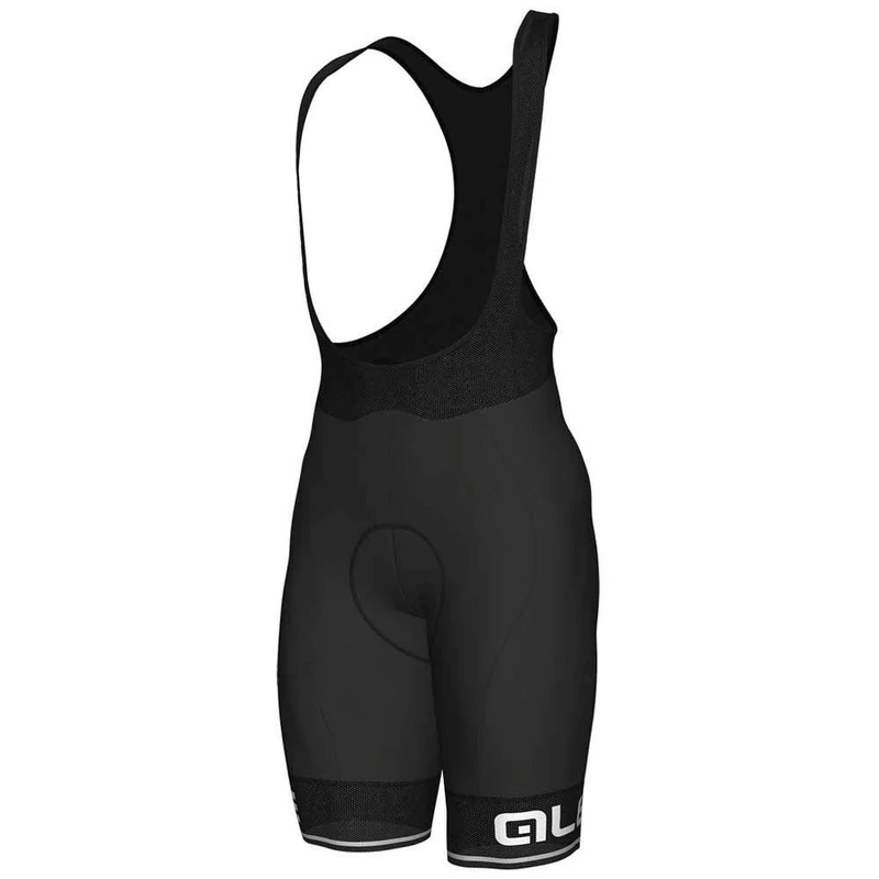 ALE' Mens Solid Corsa Bib Shorts, Black/White, XS EU