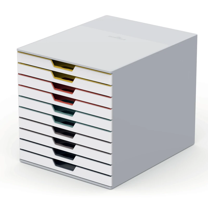 Durable VARICOLOR® MIX 10 Drawer Unit - Desktop Drawer Set with 10 Colour Coded Draws - Perfect for Storing Documents and Paper Work