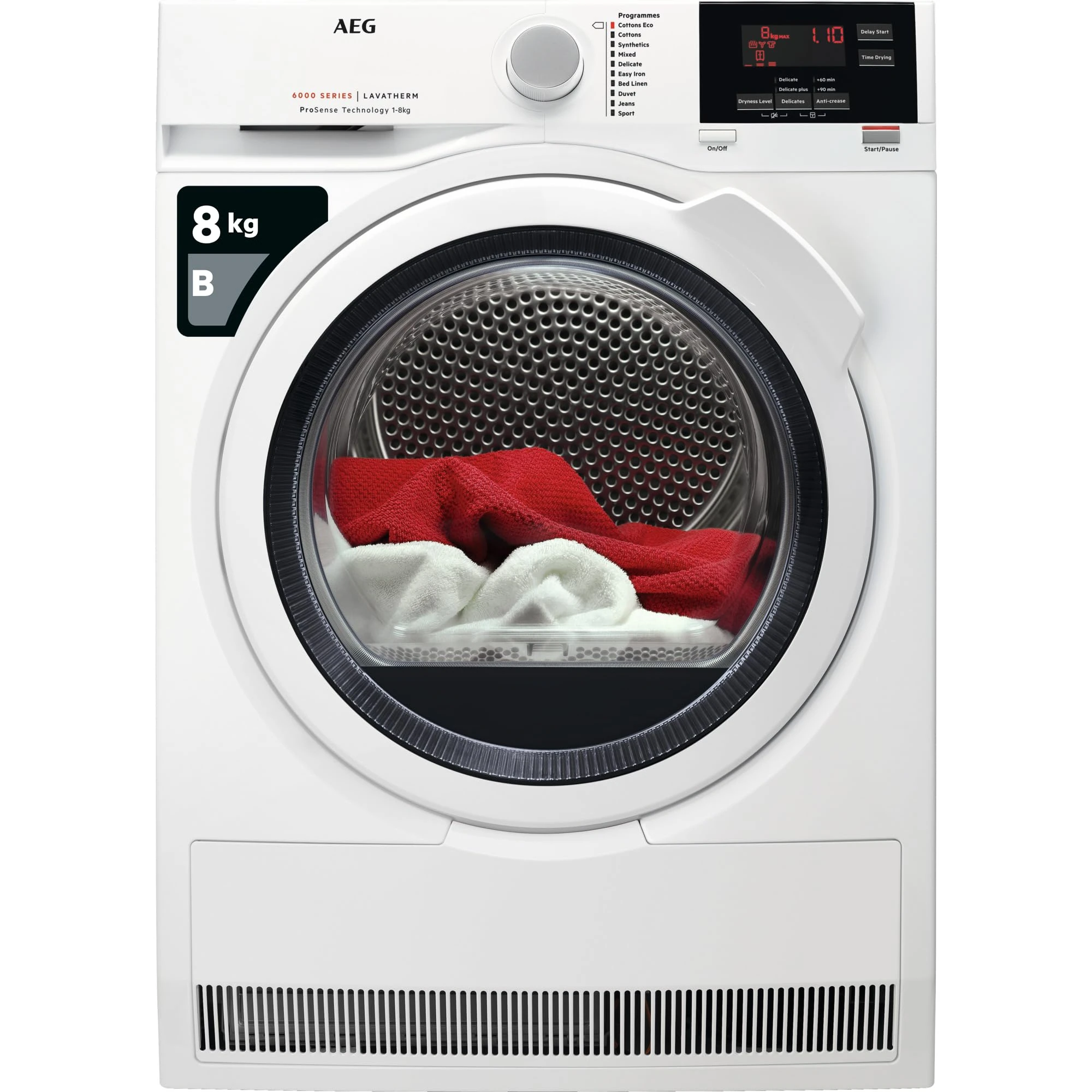 AEG T6DBG821N Freestanding Condenser Tumble Dryer with Prosense Technology, 8kg Load, White [Energy Class B]