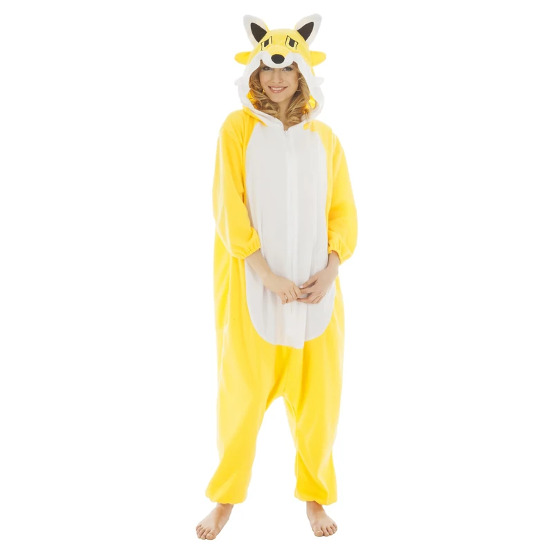 Adult Lovely Fox Costume 164 cm | Plush Kigurumi Fox Onesie with Hood & Ears – Fun Animal Fancy Dress Outfit for Halloween, Parties & Cosplay