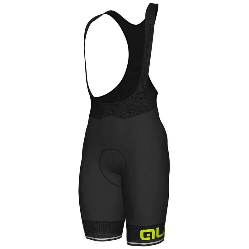 Alé Cycling Men's Solid Corsa Bib Shorts, Black/Fluo Yellow, XS
