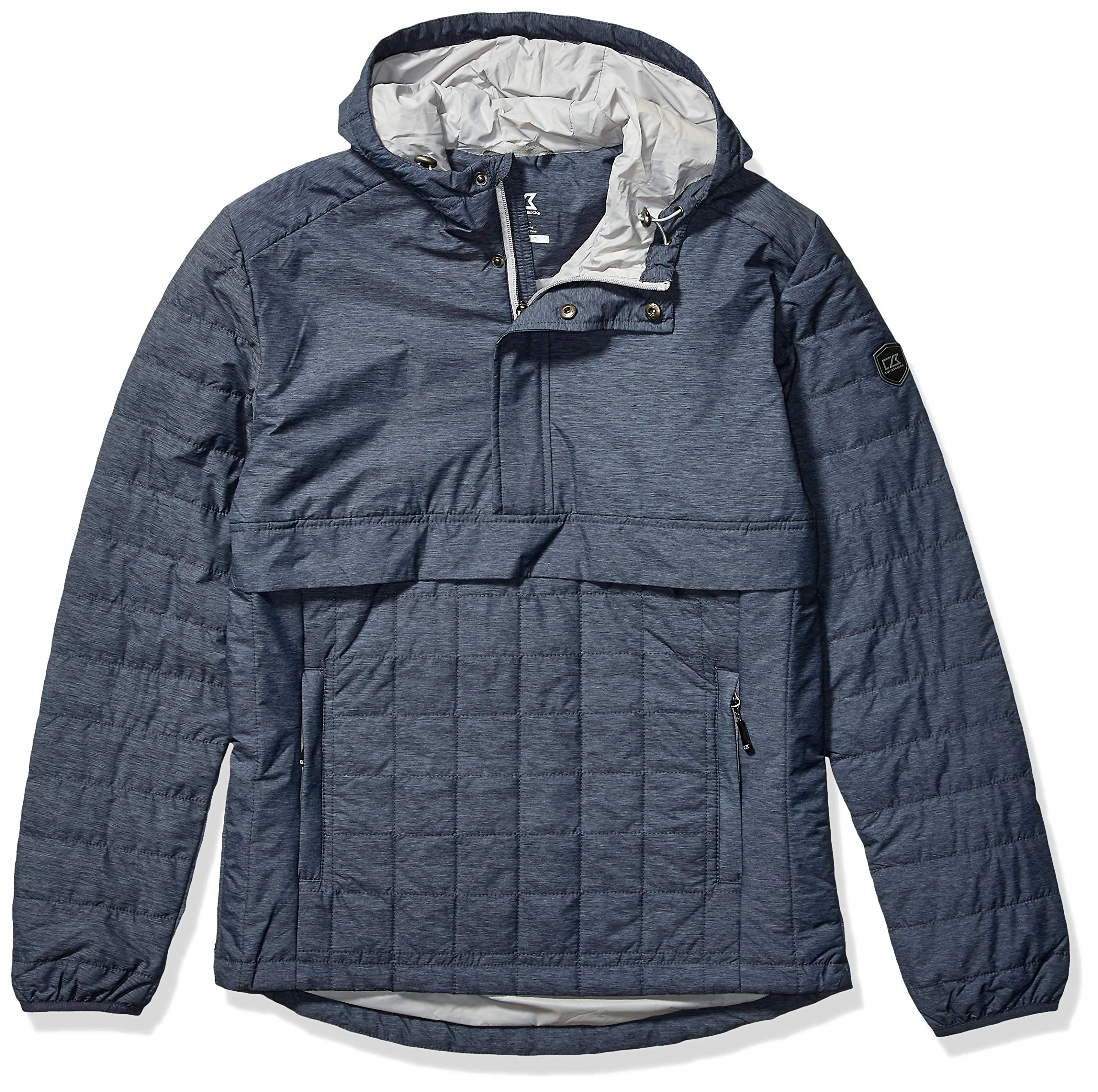 Cutter & Buck Men's Lightweight Primaloft Fill Rainier Half Zip Popover Jacket Down Alternative Coat, Anthracite Melange, Large