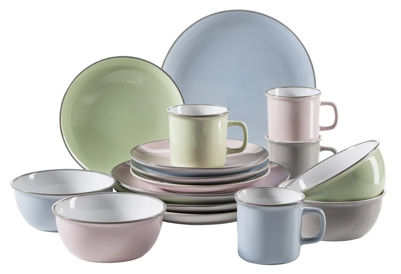 Mäser Maila Vintage Ceramic Tableware Set, Stoneware, Set of 4 Colourful, 4-Personen-Set