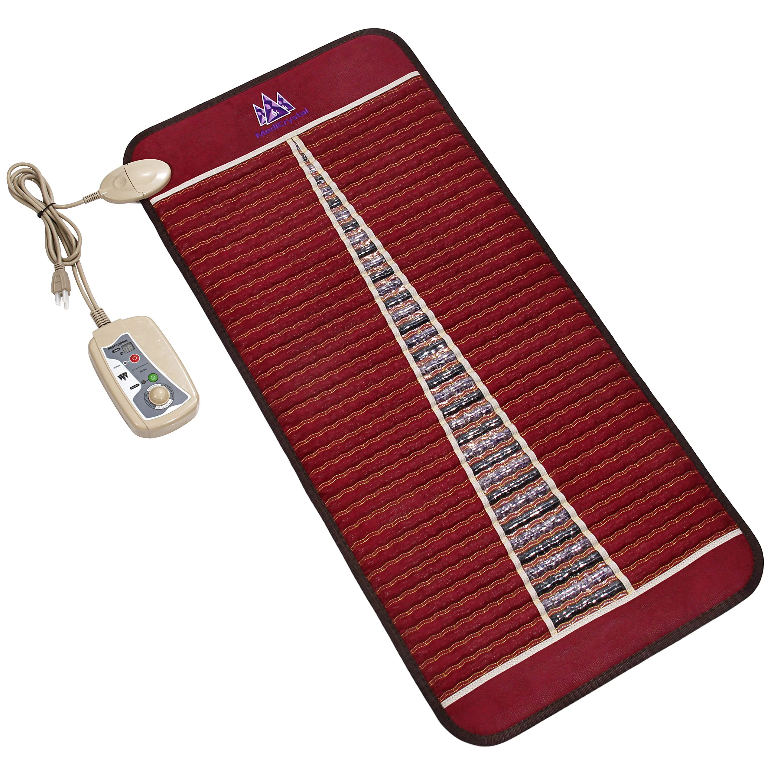 MediCrystal Infrared Heat Amethyst Tourmaline Mat - 48" L x 22" W - Natural Crystals - Adjustable FIR Heating 86°-158°F - Deep Warming Hot Stone Pad - for Back, Muscles & Joints Comfort & Health