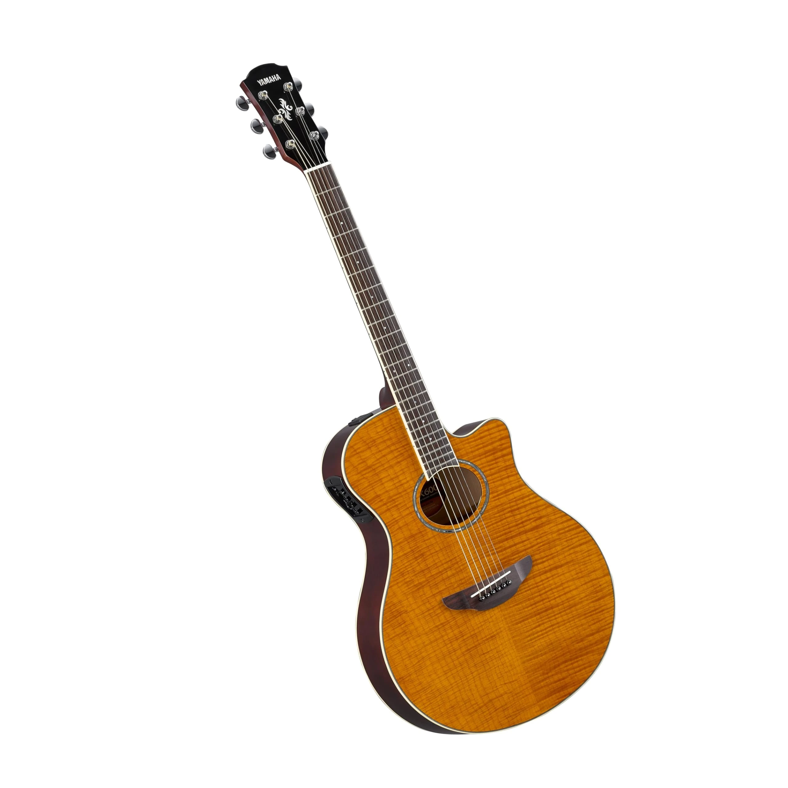 YAMAHA APX600FM Electro-Acoustic Guitar – Flame Maple Top, Slim Thinline Body, 25” Scale, System65 Pickup, EQ, Built-In Tuner – Amber