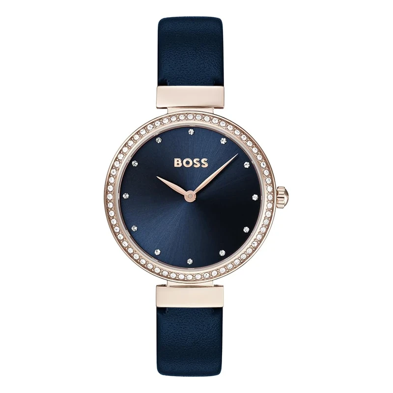 BOSS Analogue Quartz Watch for Women CELEBRATION Collection with Blue Leather Strap - 1502477