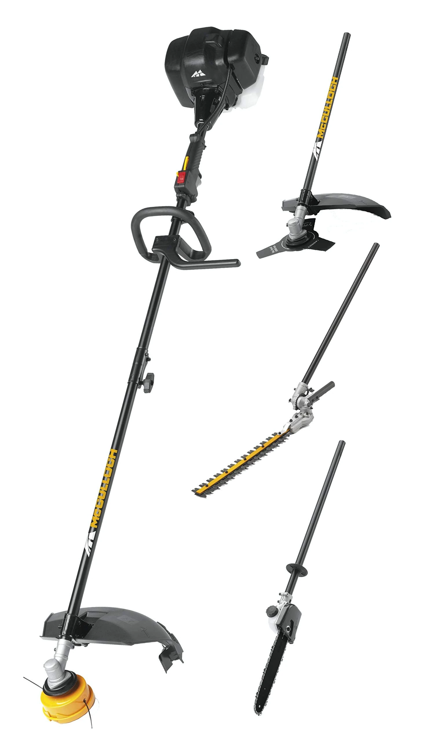 McCulloch B33 PS + Petrol Brushcutter (4-in-1): Garden Care Set with 43 cm Cutting Width, 2 mm Line Diameter, Soft Start, Tap n Go Trimmer Head, Split Shaft, Adjustable Handle