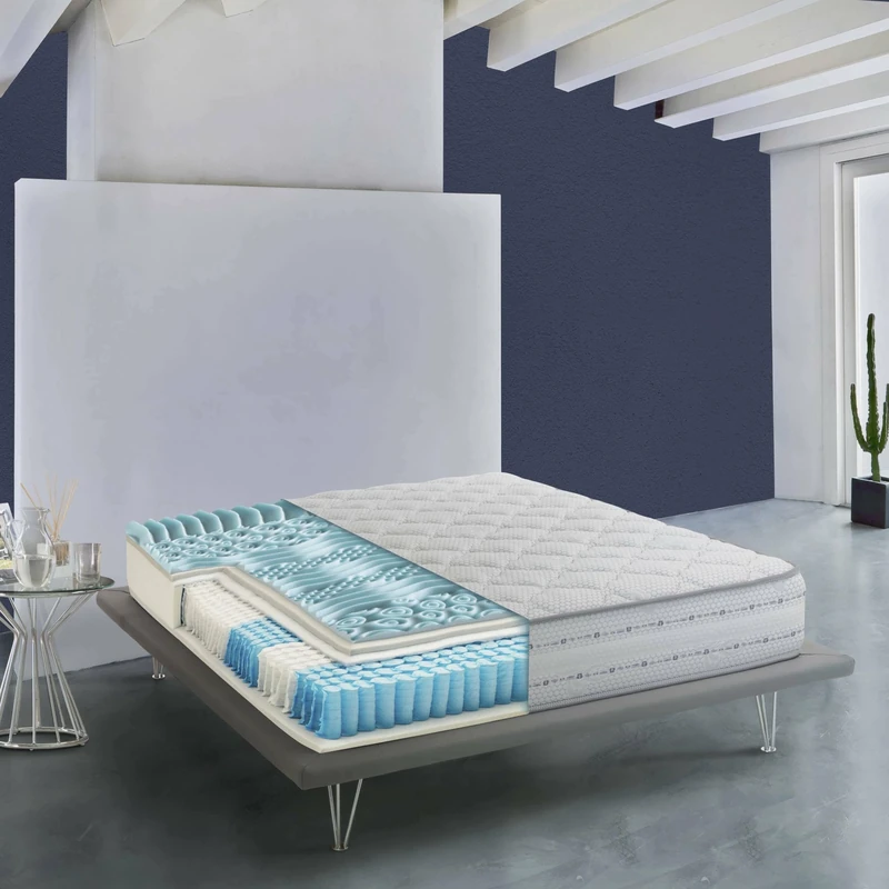 Talamo Italia - Double mattress Natalina, Memory Foam mattress and pocket springs, 100% Made in Italy, Anti mite and hypoallergenic, Cm 160x190h26