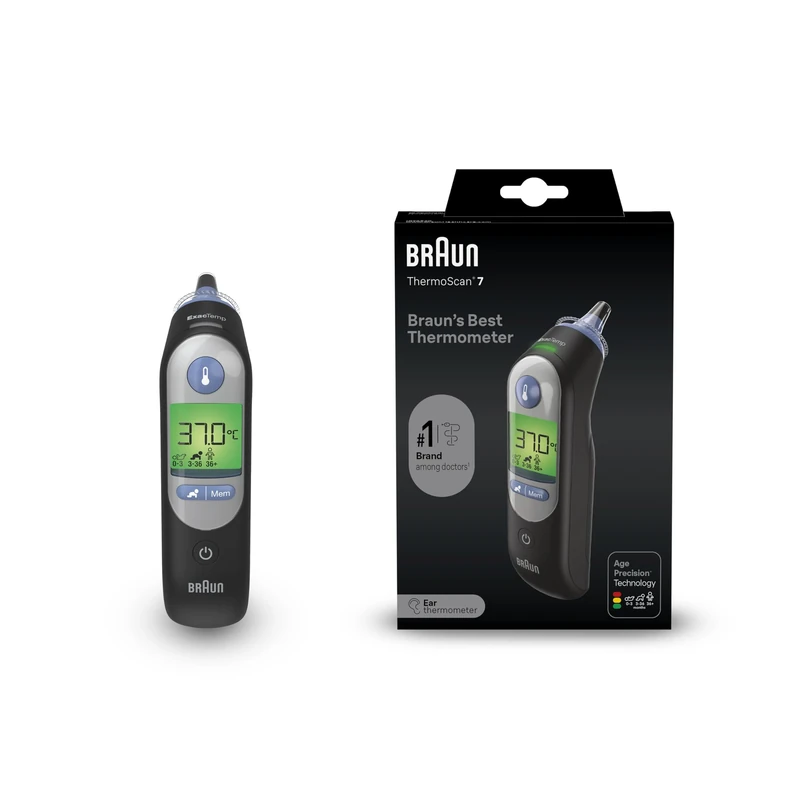 Braun ThermoScan 7 Ear thermometer - Age Precision Technology - Colour-coded Digital Display - Baby and Infant Friendly - #1 Brand among doctors(1)
