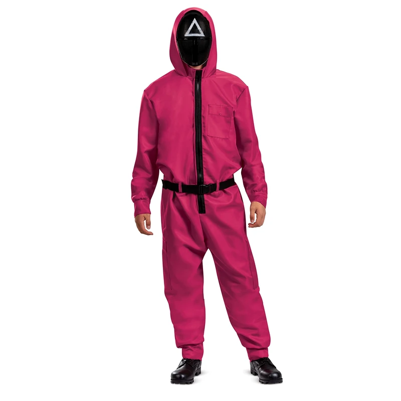 Disguise Netflix Squid Game Guard Tracksuit Fancy Dress for Adults, Officially Licensed, Squid Games Tracksuit, Detailed Design, Includes Full Jumpsuit and Mask, in size S/M and L/XL