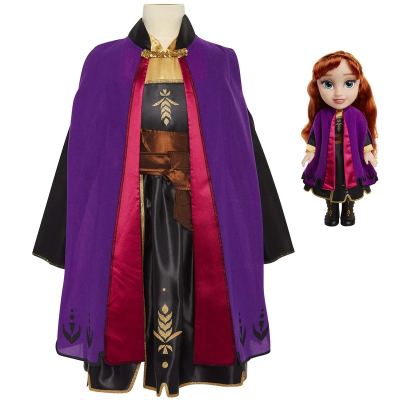 Disney Frozen 2 Anna Adventure Doll 14" Tall, Comes with Anna's Adventure Dress Costume for Girls Features Violet Travel Cape - Fits Sizes 4-6X, For Ages 3+ - Image 1
