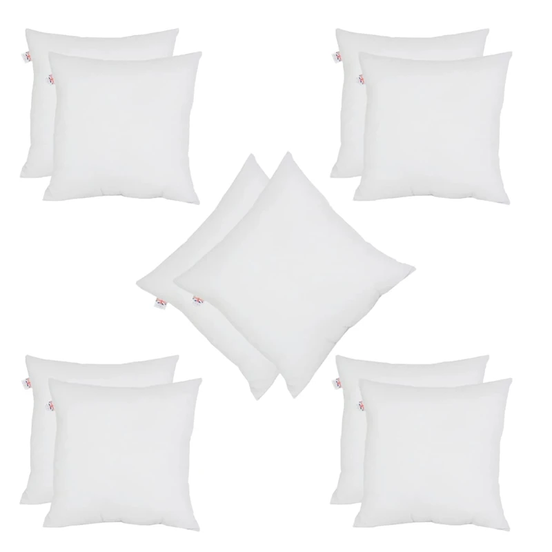 Set of 10-65cm x 65cm Hollowfibre Cushion New White Pad Inner Stuffer Pillow Polyester Insert Square Hypoallergenic (Pack of 10 | 26" x 26")