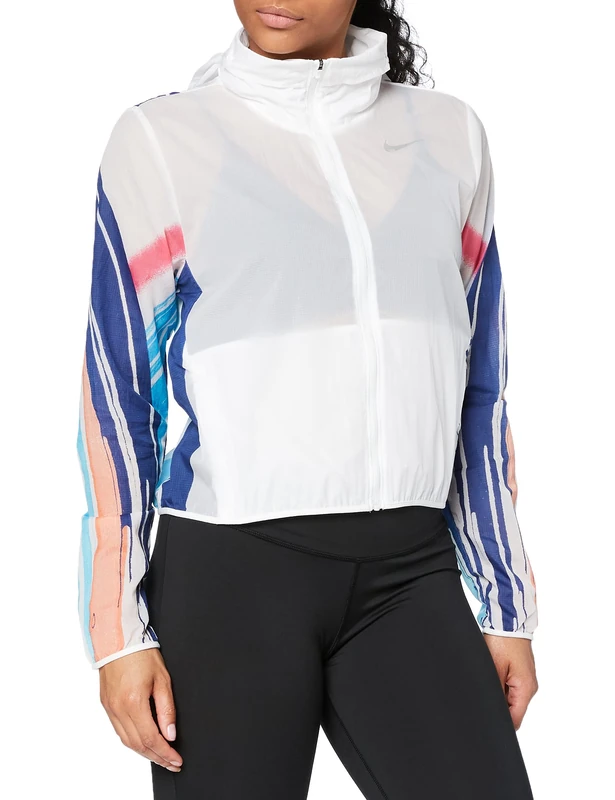 Nike Women W NK IMP LT JKT HD EVA Jacket - Summit White/Reflective Silver, Small