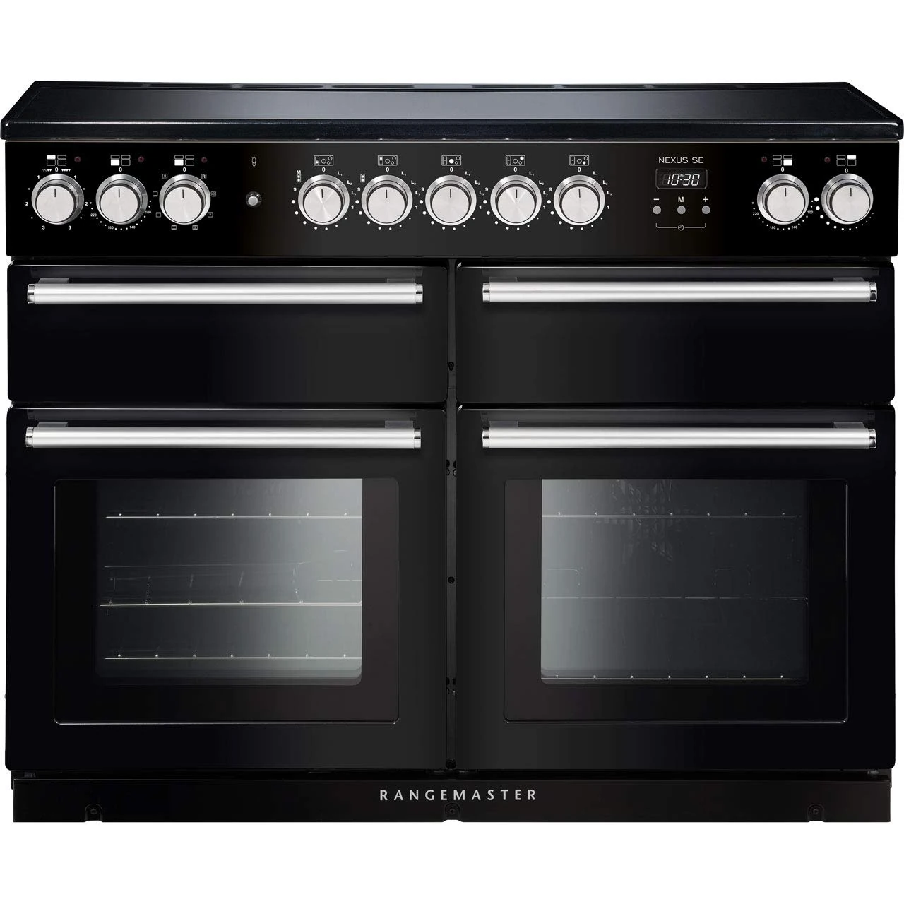 Rangemaster Nexus SE NEXSE110EIBL/C 110cm Electric Range Cooker with Induction Hob - Black / Chrome - A/A Rated