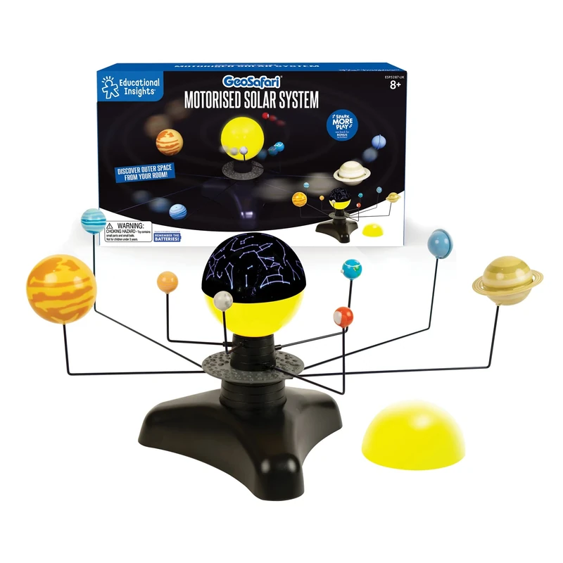Learning Resources GeoSafari Motorized Solar System, Ages 8+, STEM Space Toy for Kids, Planetarium Projector, Rotating Model with Star Dome